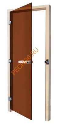 Дверь стеклянная Sawo «бронза» 730-3SGA 7/19, коробка осина, без порога