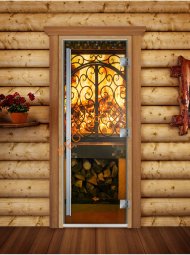 Дверь стеклянная DoorWood «Престиж», 800х2000мм, с фотопечатью «Пламя»