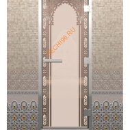 Дверь стеклянная DoorWood Хамам «Восточная арка» бронза матовая, 1900х700 мм