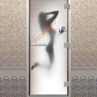 Дверь стеклянная DoorWood Хамам с фотопечатью «Танец», 2100х900 мм