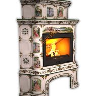 Печь-камин КимрПечь Прованс угловой двухъярусный Усадьба с дровником