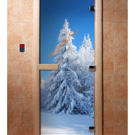 Дверь стеклянная DoorWood с фотопечатью «Снежная сказка»