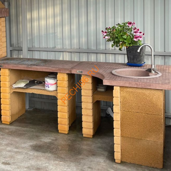 Стол мойка Барбекю центр Боярыня угловой песочный