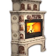 Печь-камин КимрПечь Прованс угловой двухъярусный Звери с дровником