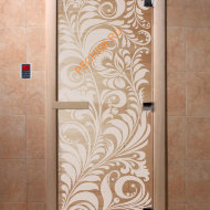 Дверь стеклянная DoorWood «Хохлома прозрачная», 1900х600 мм