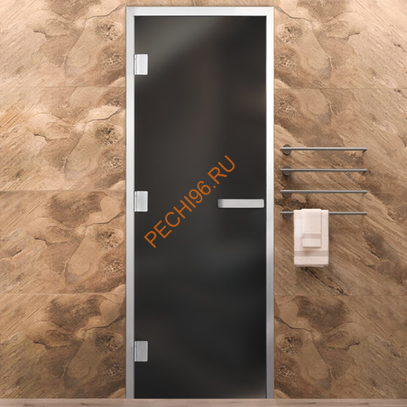 Дверь в хамам стеклянная Арта Элит Серая Матовая, коробка алюминий