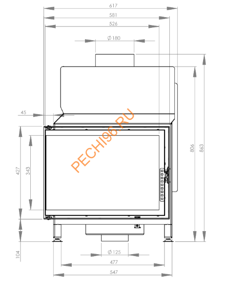 Каминная топка Hitze STMA54X39L/R