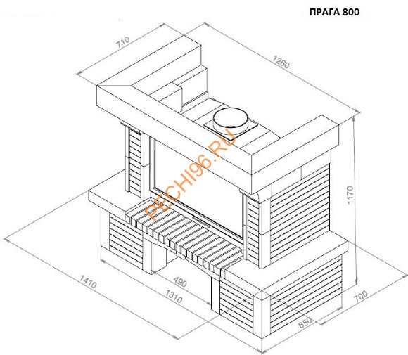 Каминная облицовка Прага 800 приставная