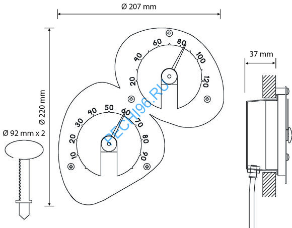 Cветильник Cariitti Термометр-гигрометр черный