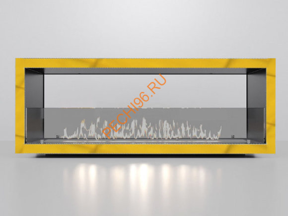 Биокамин сквозной 1600х500х300 мм, стекло тонированное, рамки латунь Биокамин сквозной 1600х500х300 мм, стекло тонированное, рамки латунь