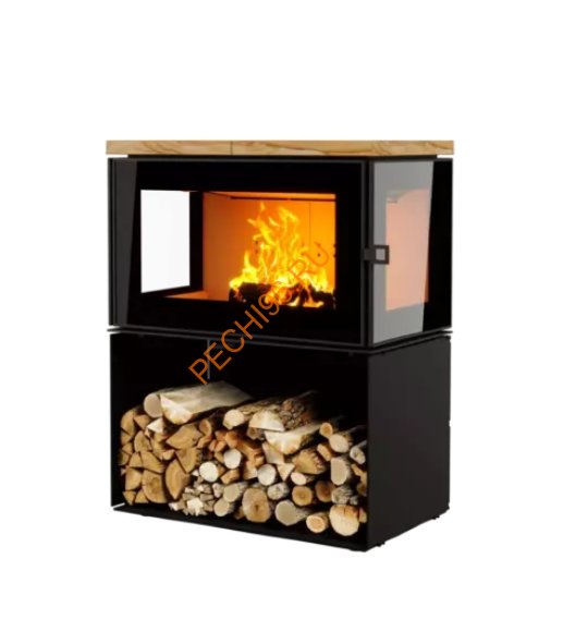 Печь-камин АСТОВ КУБ 3С 800 Песчаник на дровнике