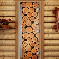 Дверь стеклянная DoorWood «Престиж», 800х2000мм, с фотопечатью «Пихта»