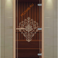 Дверь стеклянная ALDO NEW «Лотос 3D» коробка бук с порогом