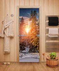 Дверь стеклянная DoorWood Эталон, 1900х700 мм, «Зима» со стеклом с фотопечатью 10 мм