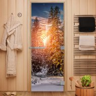 Дверь стеклянная DoorWood Эталон, 1900х700 мм, «Зима» со стеклом с фотопечатью 10 мм